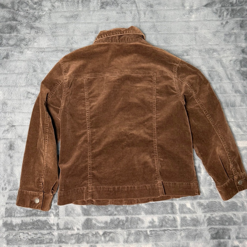 Chico's Corduroy Trucker Jacket Womens 0 Brown Button Front Stretch Collared - Picture 5 of 6